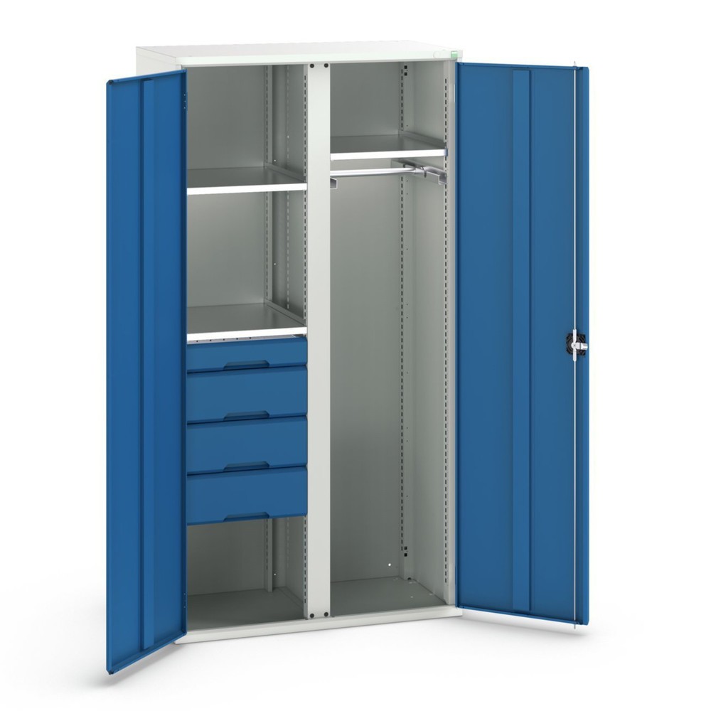 Product image no. 1: bott verso hinged door cabinet with 4 drawers, with 3 shelves and 1 clothes rail, WxDxH: 1050 x 550 x 2000 mm