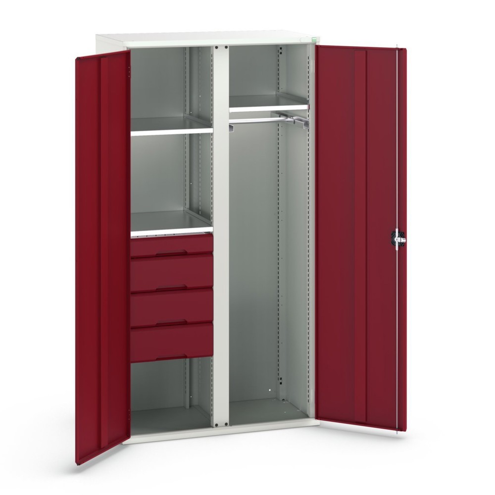 Product image no. 1: bott verso hinged door cabinet with 4 drawers, with 3 shelves and 1 clothes rail, WxDxH: 1050 x 550 x 2000 mm