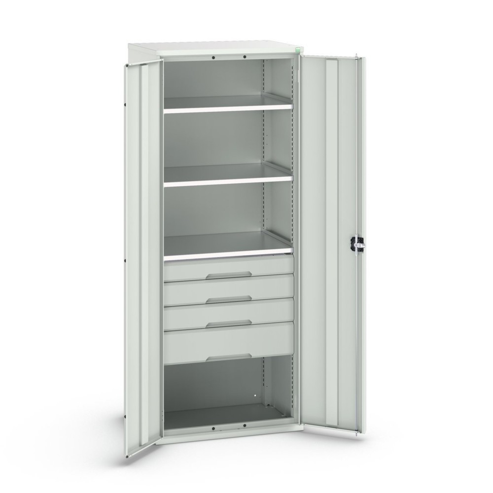 Product image no. 1: bott verso hinged door cabinet with drawers, with 3 shelves and 4 drawers, WxDxH: 800 x 550 x 2000 mm