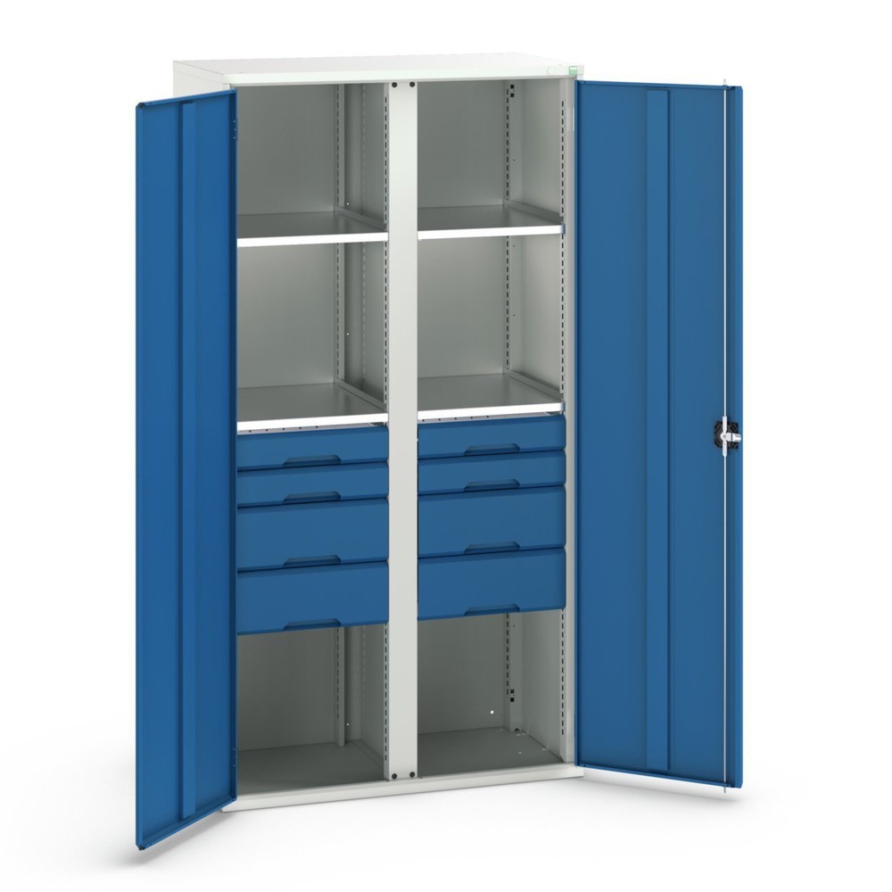 Product image: bott verso hinged door cabinet with drawers, with 4 shelves and 8 drawers, WxDxH: 1050 x 550 x 2000 mm