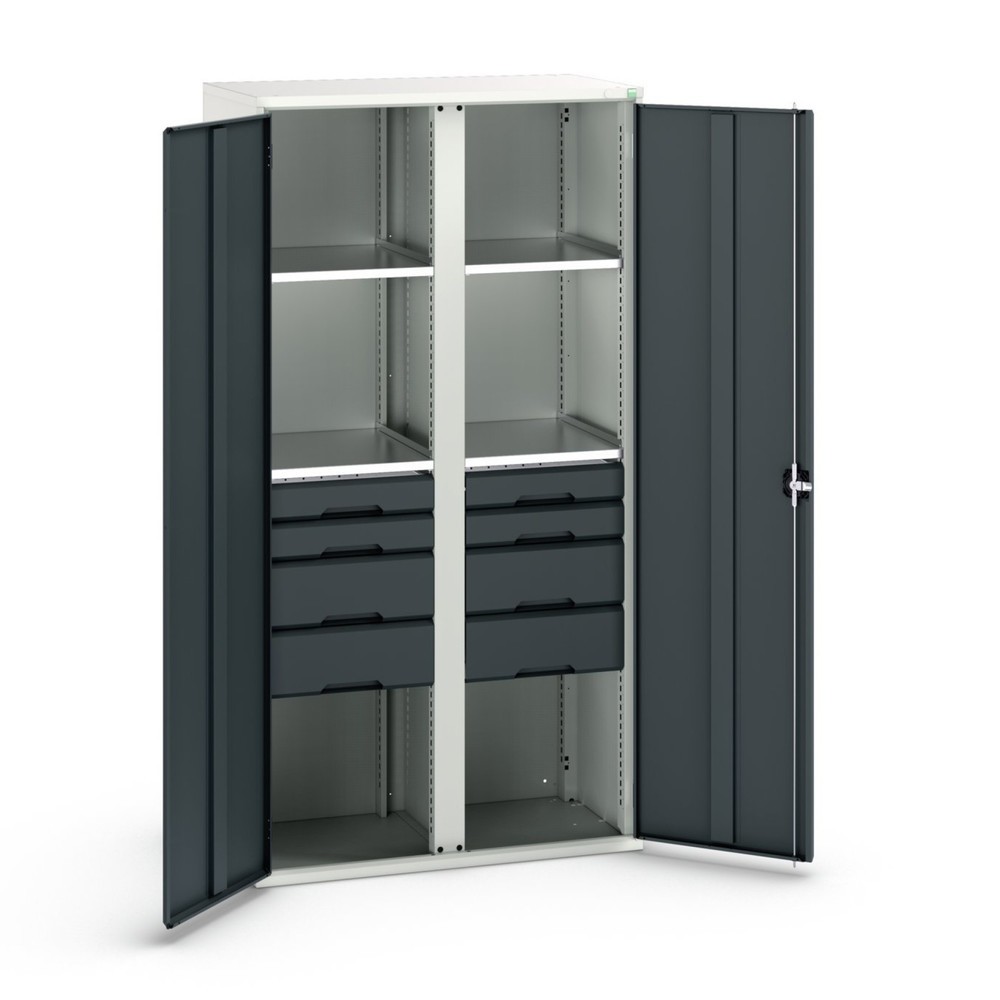 Product image no. 1: bott verso hinged door cabinet with drawers, with 4 shelves and 8 drawers, WxDxH: 1050 x 550 x 2000 mm