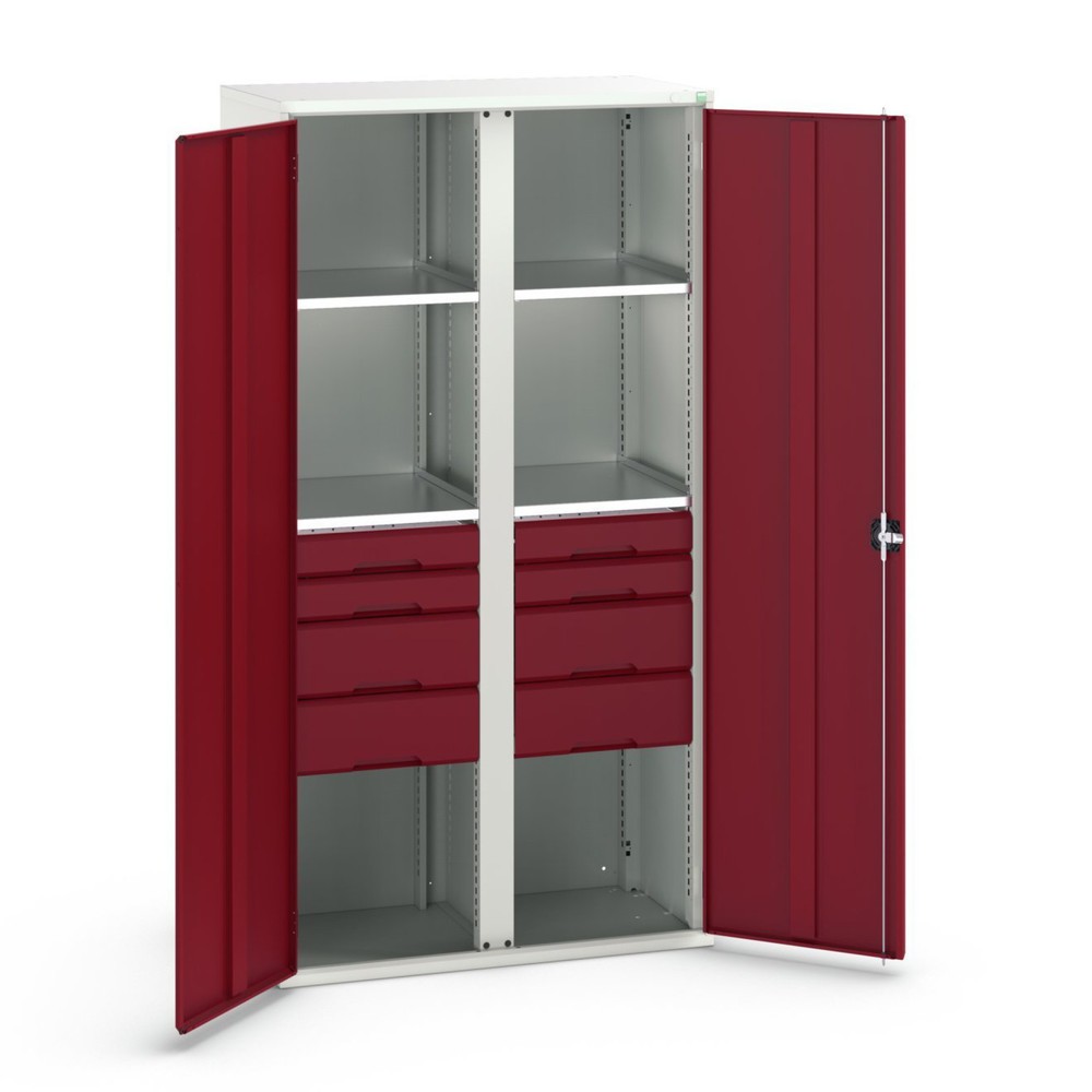Product image no. 1: bott verso hinged door cabinet with drawers, with 4 shelves and 8 drawers, WxDxH: 1050 x 550 x 2000 mm