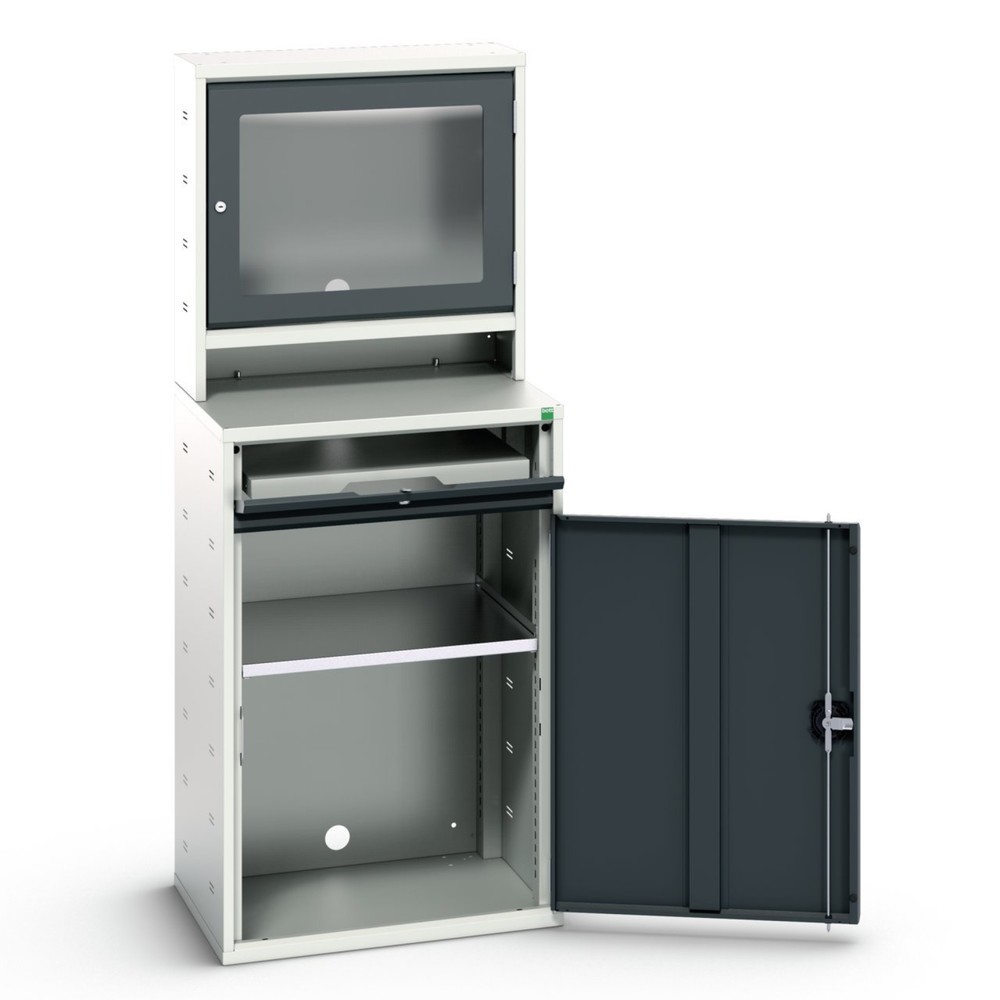 Immagine del prodotto: bott verso Mobile porta-computer con vano schermo, con pensile, 1 ripiano, 1 ripiano estraibile, LxPxA: 650 x 550 x 1650 mm