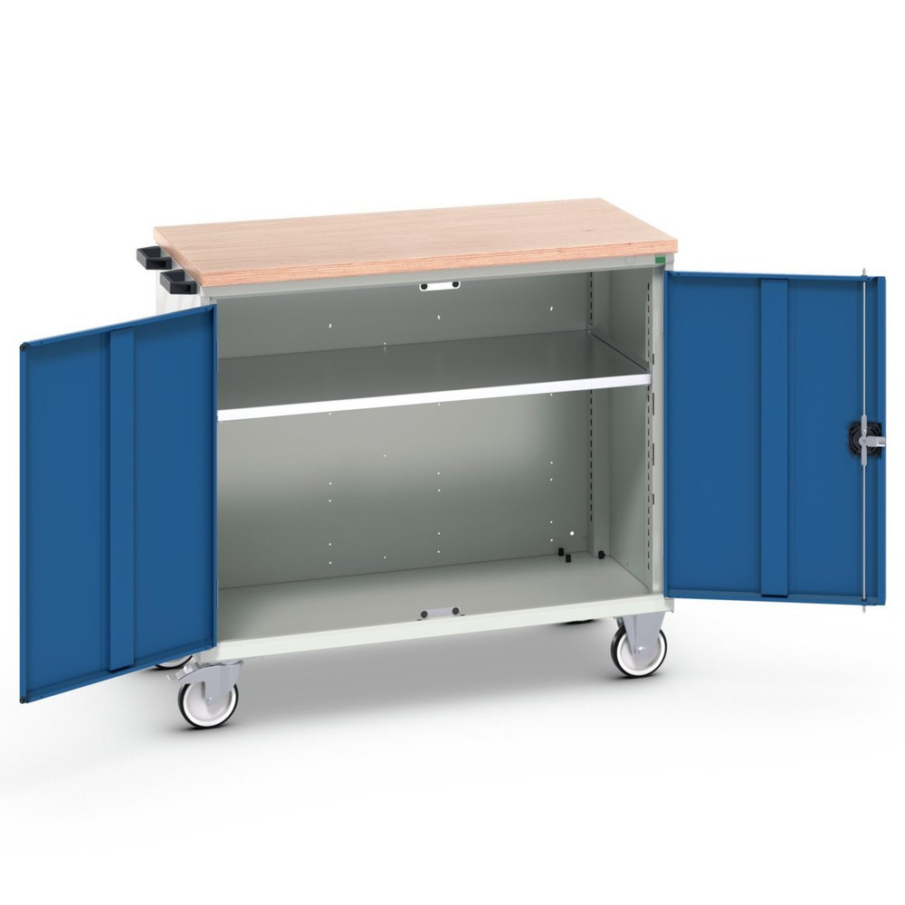 Produktabbildung: bott verso Werkstattwagen, mit 2 Türen, Fachboden und Multiplex-Top, BxTxH: 1050 x 600 x 980 mm