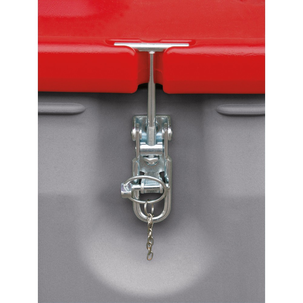 N° de l'image du produit 2 : Box mobile CEMO, homologation produits dangereux, 250 l, couvercle rouge