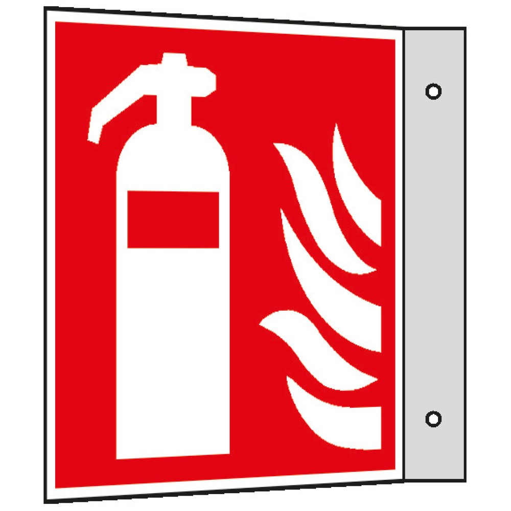 Produktabbildung: Feuerlöscher mit Flammen, Fahne, HxB 150 x 150 mm, Alu HI