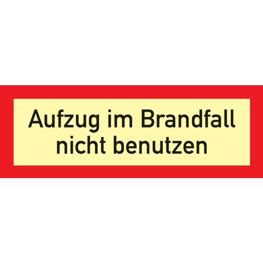 Produktabbildung: Brandschutzzeichen DIN 4066, Aufzug nicht benutzen, L297xB105 mm, Folie