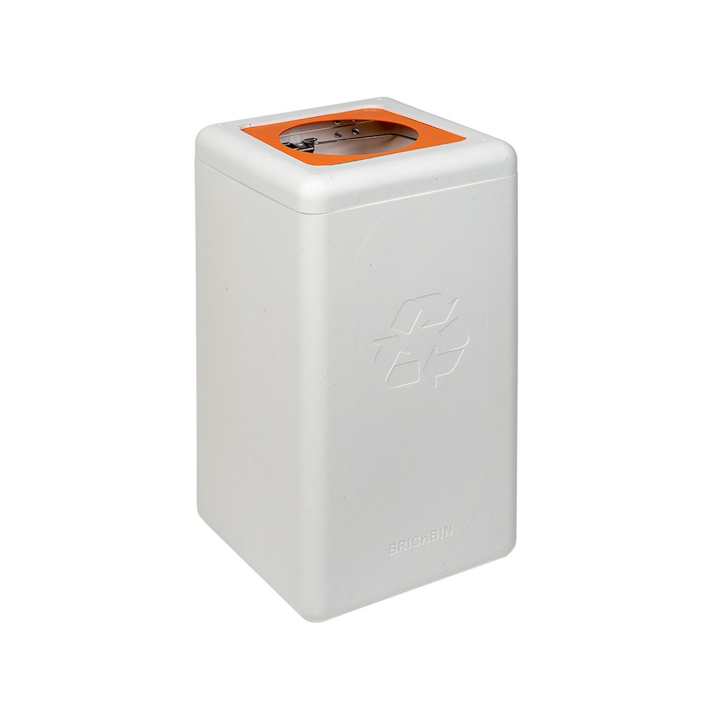 Produktabbildung: BRICKBIN Abfallbehälter für Plastik, aus recyceltem Kunststoff, 65 Liter, quadratisch, weiß/orange
