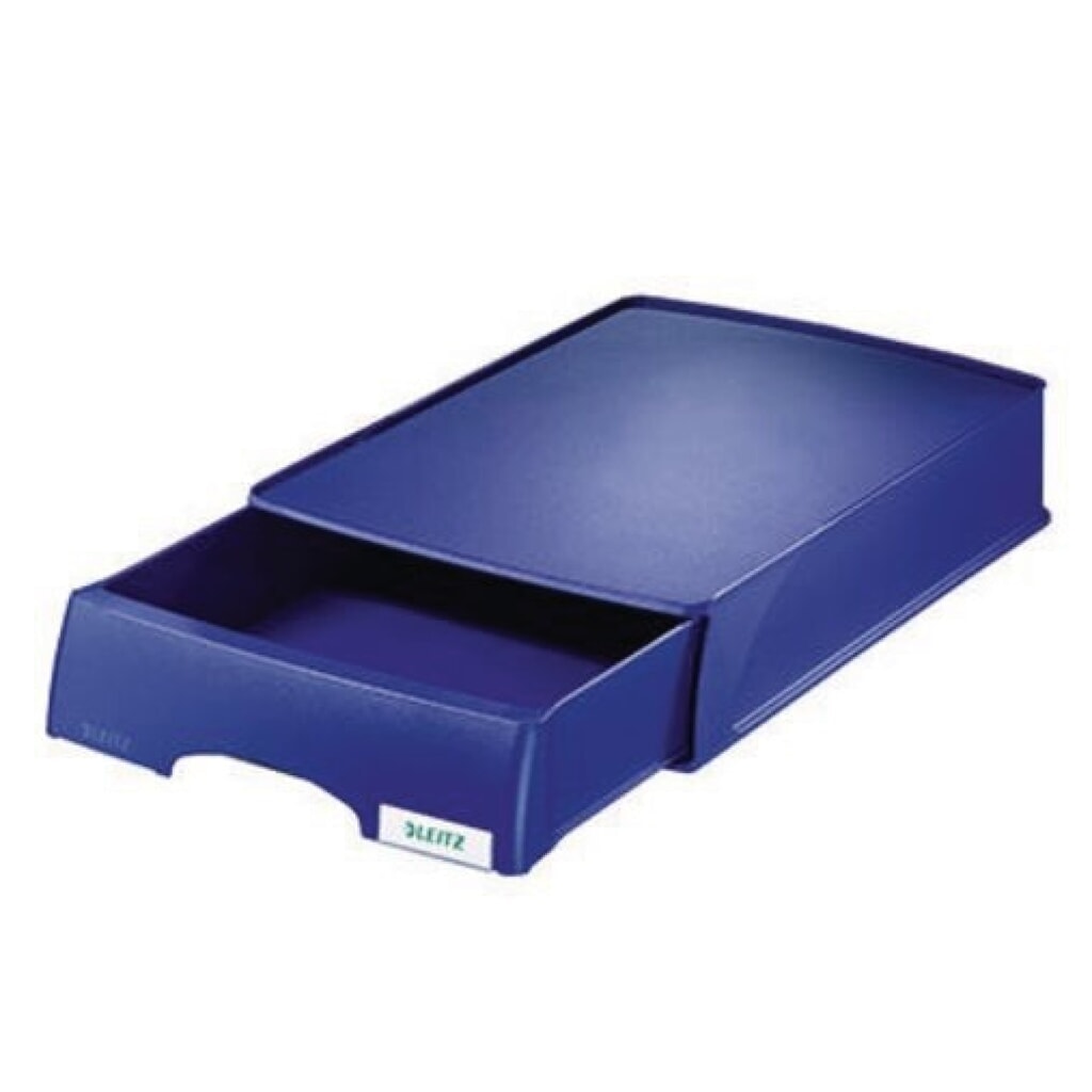 Leitz Briefablage Plus 52100035 DIN A4 stapelbar PS blau Produktabbildung: Leitz Briefablage Plus 52100035 DIN A4 stapelbar PS blau