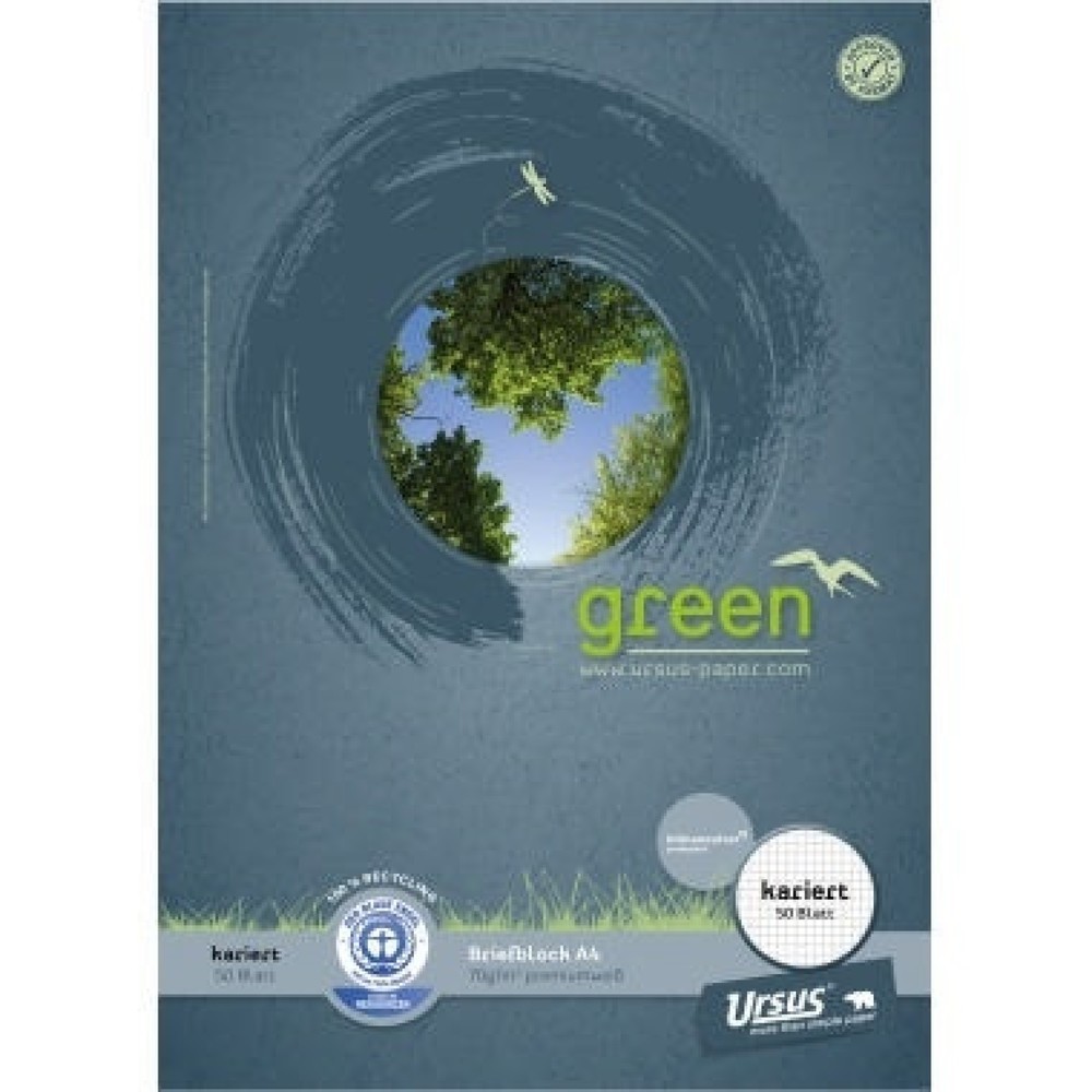 Produktabbildung: Ursus Briefblock Green 608585020 DIN A4 70g kariert weiß 50Blatt