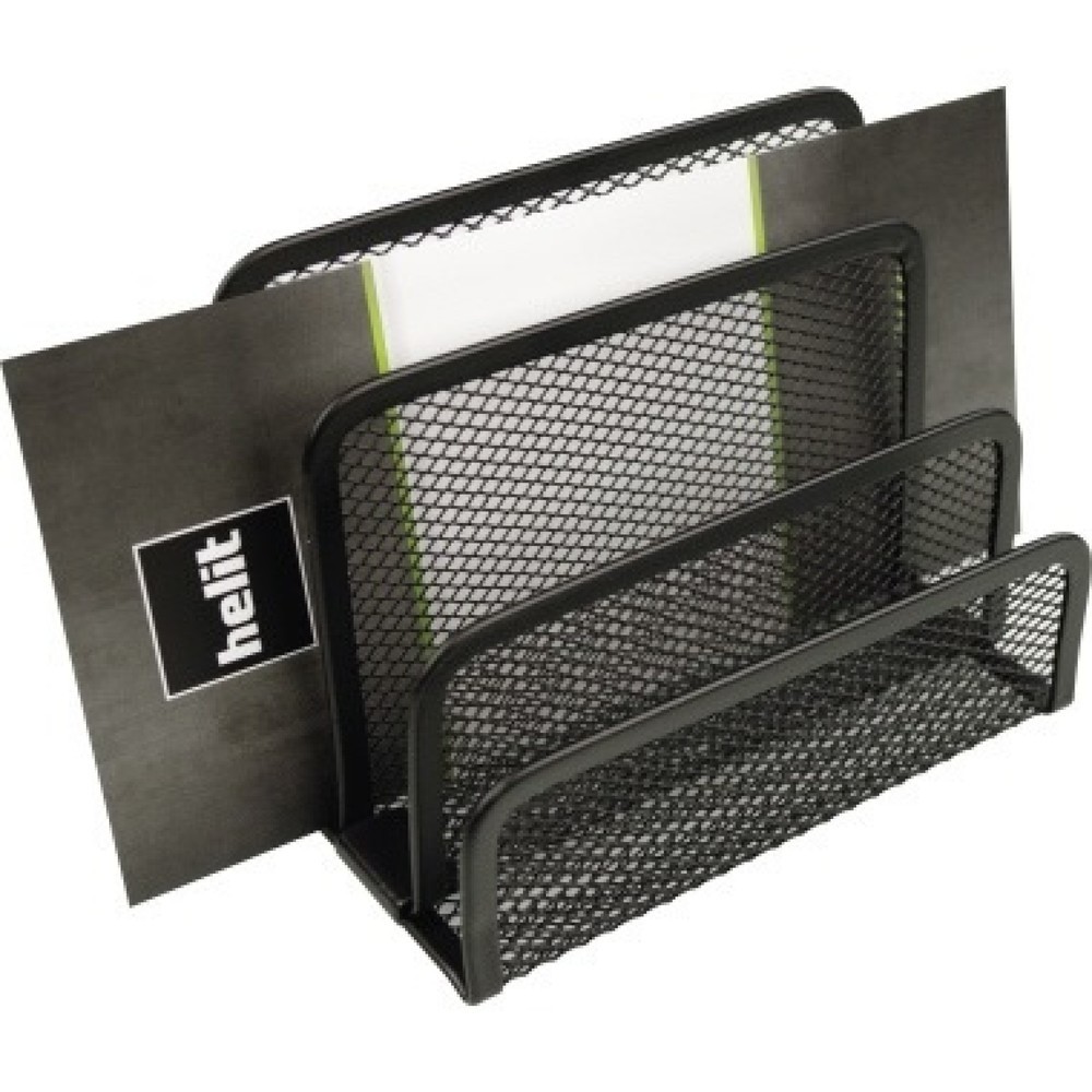 Produktabbildung: helit Briefständer Mesh H2518395 14x7x9,7cm 3Fächer Metall schwarz