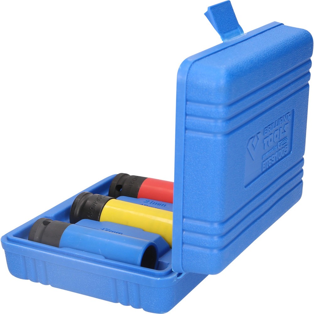 Produktabbildung Nr. 2: BRILLIANT TOOLS 1/2" Alu-Felgen-Kraft-Stecknuss-Satz, 17 / 19 / 21 mm, 3-tlg