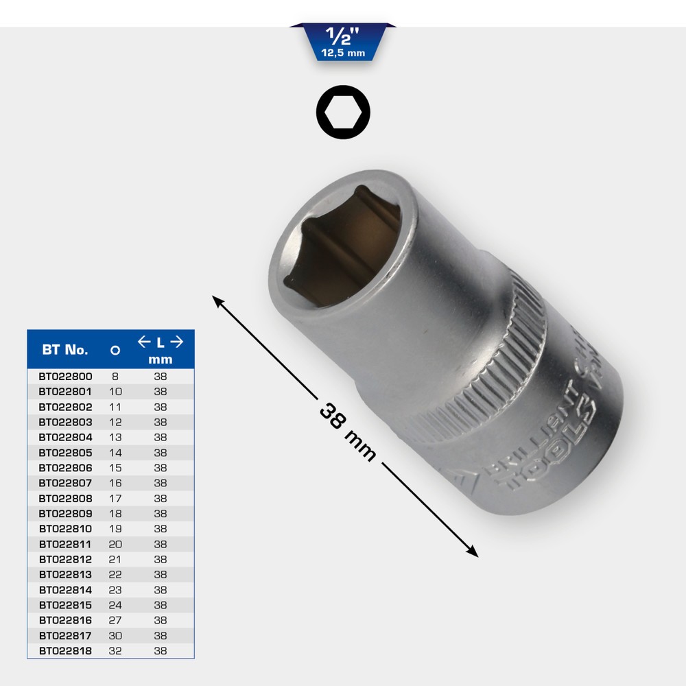 Produktabbildung Nr. 11: BRILLIANT TOOLS 1/2" Sechskant-Stecknuss, 30 mm