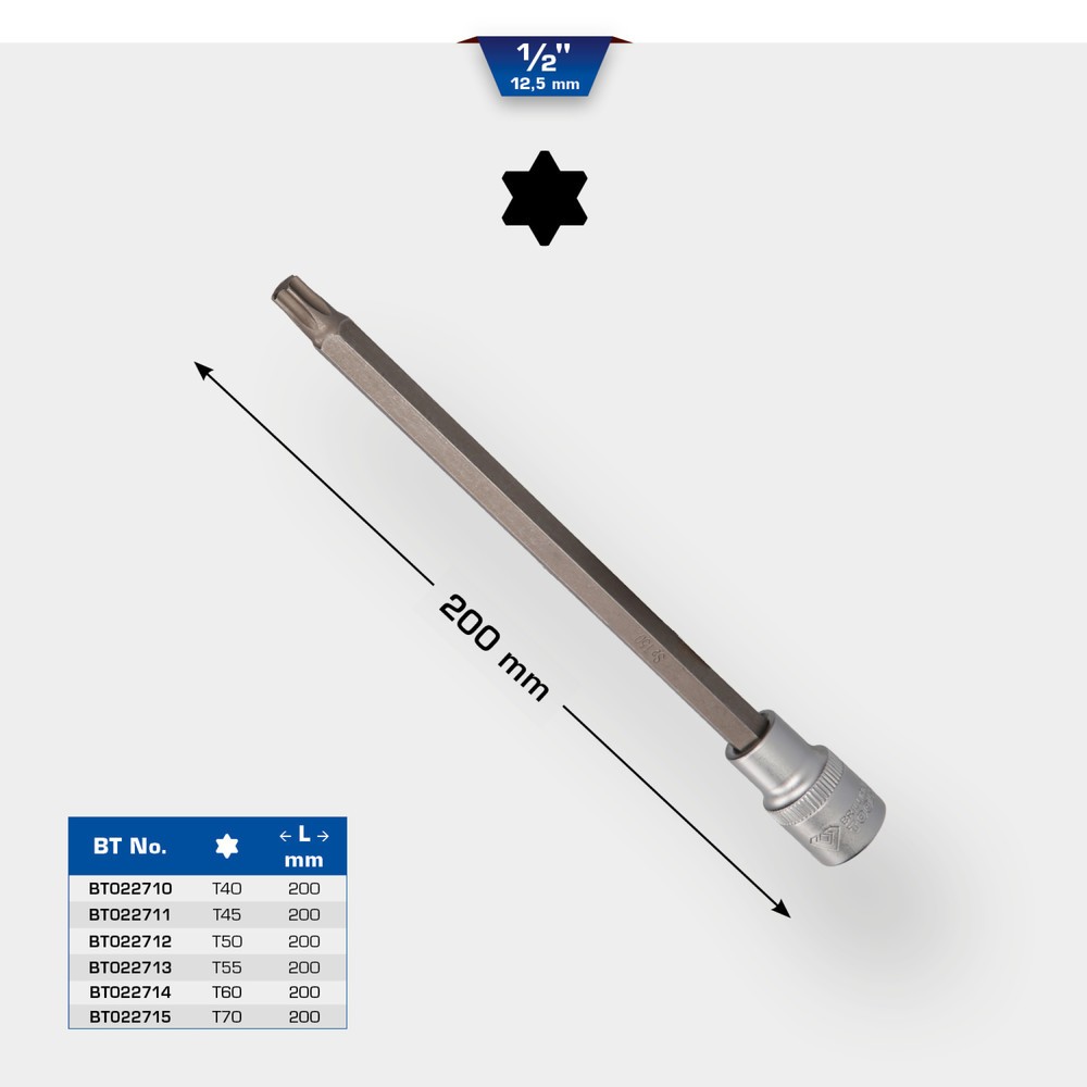 Produktabbildung Nr. 11: BRILLIANT TOOLS 1/2" Torx-Bit-Stecknuss, 200 mm lang, T45
