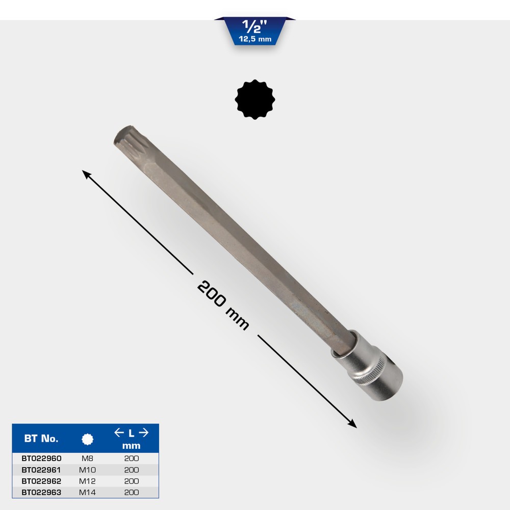 Produktabbildung Nr. 12: BRILLIANT TOOLS 1/2" Vielzahn-Bit-Stecknuss, 200 mm lang, M14