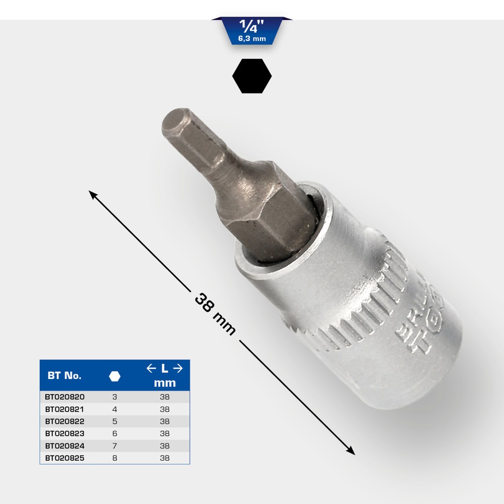 Produktabbildung Nr. 11: BRILLIANT TOOLS 1/4" Innensechskant Bit-Stecknuss, 8 mm
