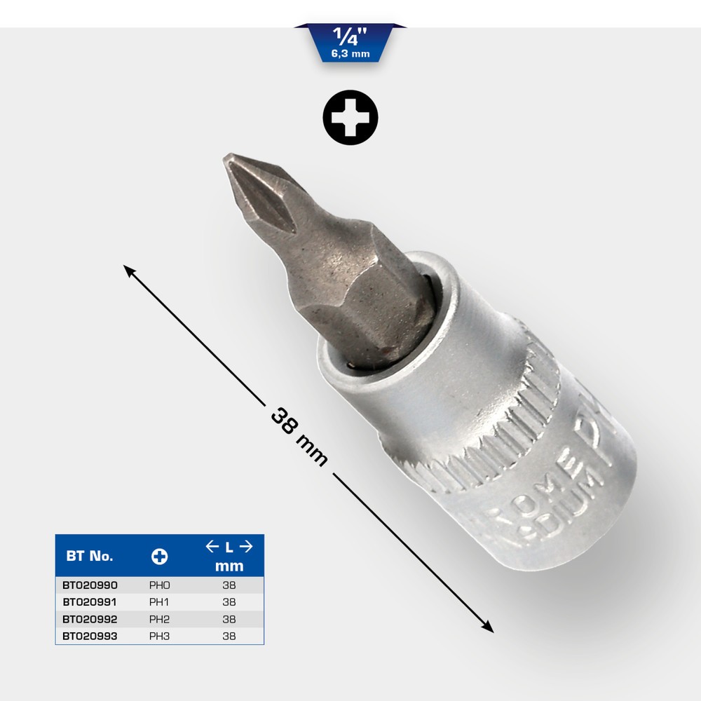 Produktabbildung Nr. 12: BRILLIANT TOOLS 1/4" PH Kreuzschlitz Bit-Stecknuss, PH0