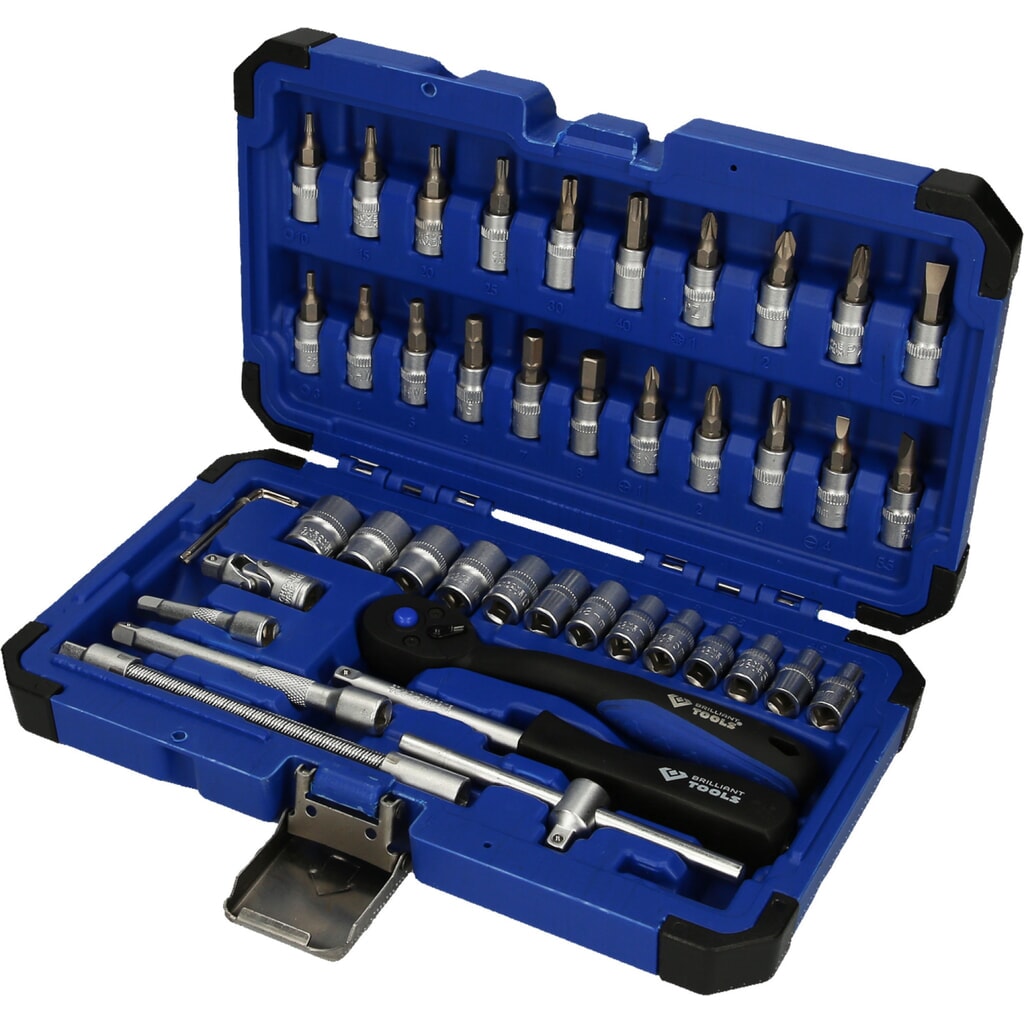 BRILLIANT TOOLS 1/4" Steckschlüssel-Satz, 46-tlg Produktabbildung: BRILLIANT TOOLS 1/4" Steckschlüssel-Satz, 46-tlg