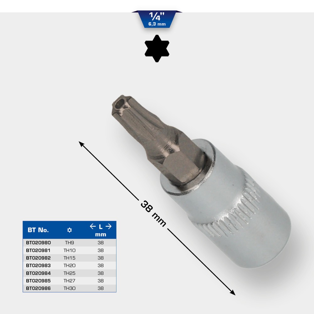 Produktabbildung Nr. 11: BRILLIANT TOOLS 1/4" Torx-Bit-Stecknuss, mit Stirnlochbohrung, TB30