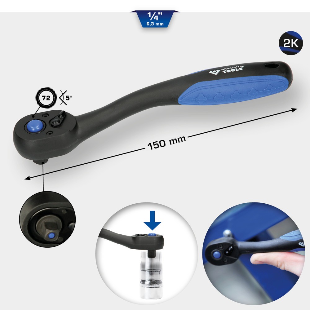 Produktabbildung Nr. 13: BRILLIANT TOOLS 1/4" Umschaltknarre