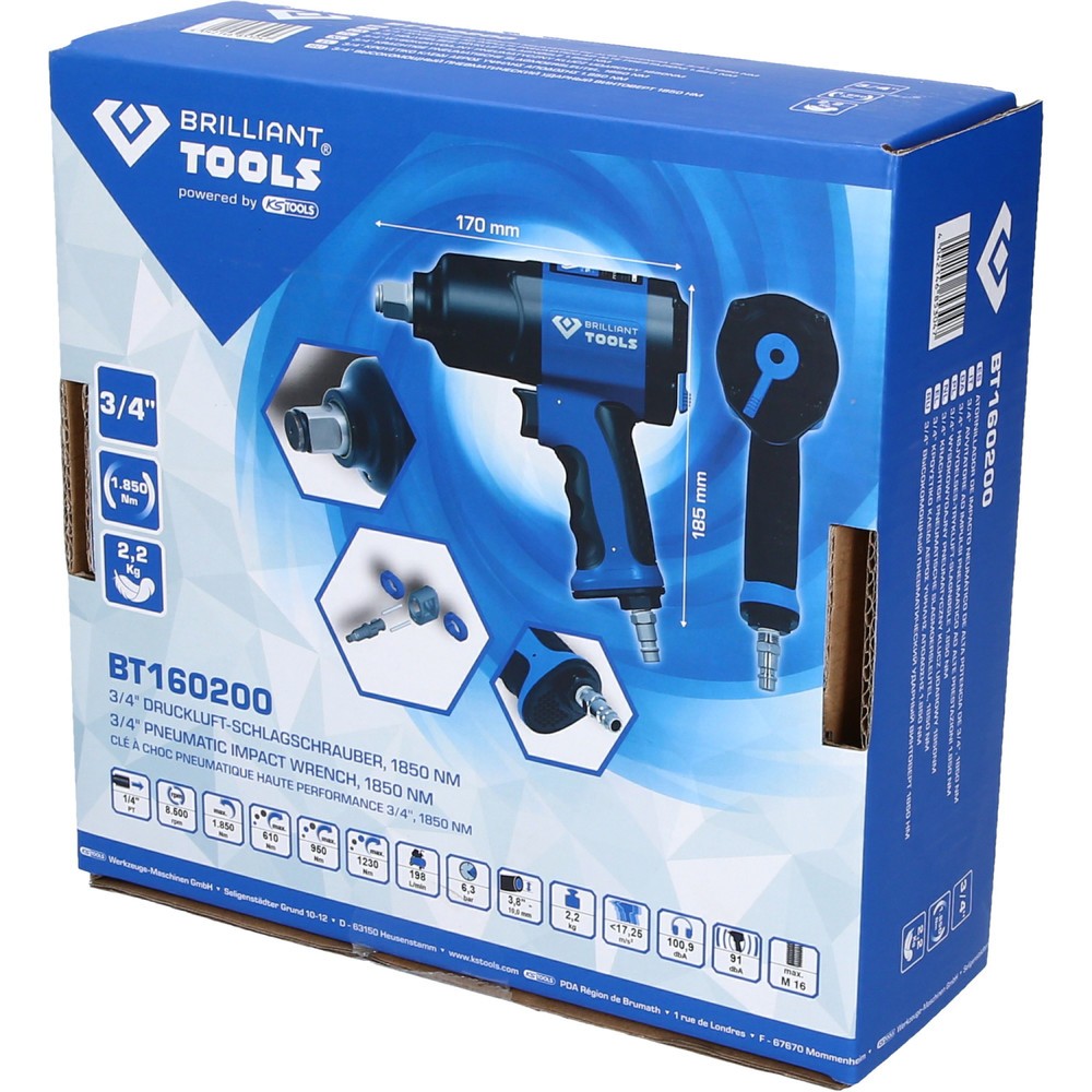 Produktabbildung Nr. 10: BRILLIANT TOOLS 3/4" Druckluft-Schlagschrauber, 1800 Nm
