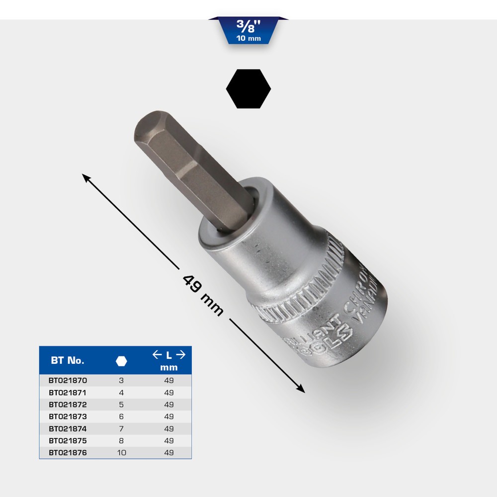 Produktabbildung Nr. 12: BRILLIANT TOOLS 3/8" Innensechskant Bit-Stecknuss, 10 mm