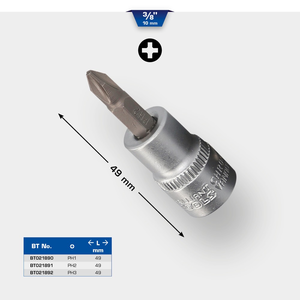 Produktabbildung Nr. 11: BRILLIANT TOOLS 3/8" PH Kreuzschlitz Bit-Stecknuss, PH1