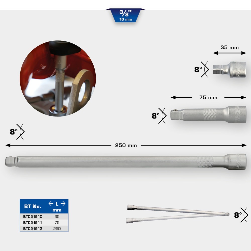 Produktabbildung Nr. 12: BRILLIANT TOOLS 3/8" Schwenkbare Verlängerung, 250 mm