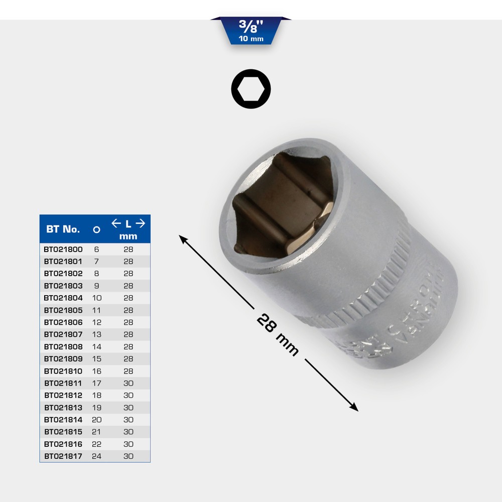 Produktabbildung Nr. 12: BRILLIANT TOOLS 3/8" Sechskant-Stecknuss, 10 mm