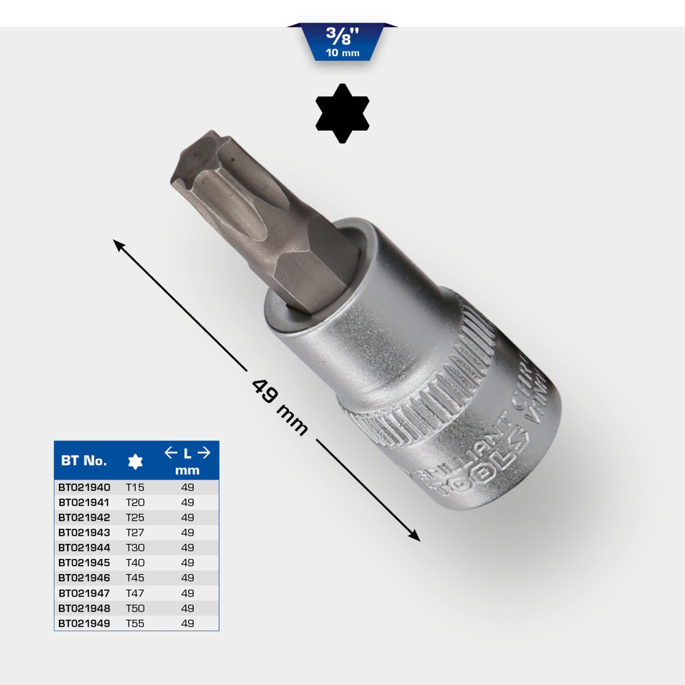 Produktabbildung Nr. 12: BRILLIANT TOOLS 3/8" Torx-Bit-Stecknuss, T55