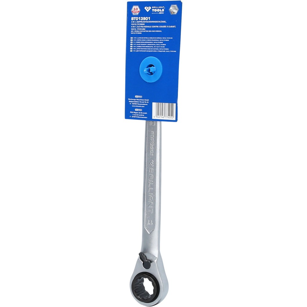 Produktabbildung Nr. 7: BRILLIANT TOOLS 4 in 1, Doppel-Ratschenringschlüssel, 10 x 13, 17 x 19 mm