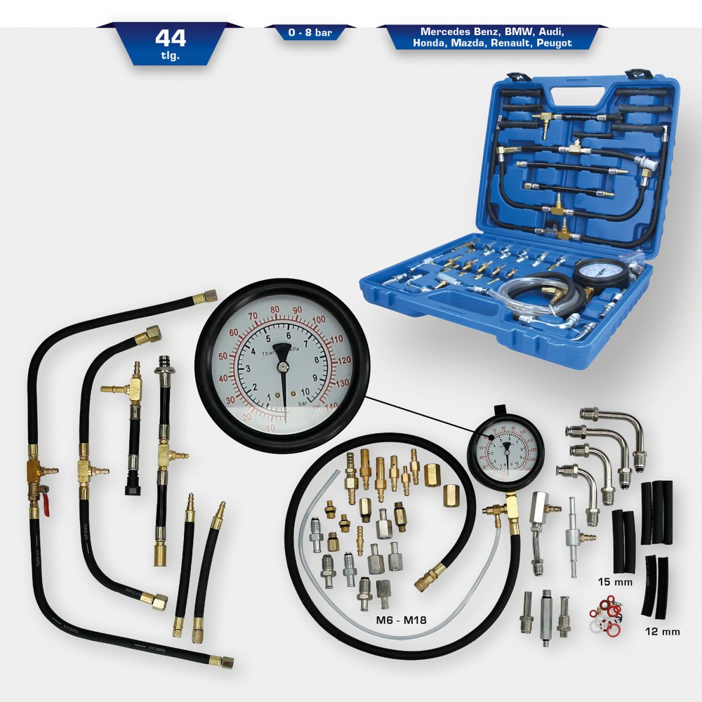Produktabbildung Nr. 13: BRILLIANT TOOLS Benzindruck-Prüfer-Satz, 0 - 8 bar, 44-tlg