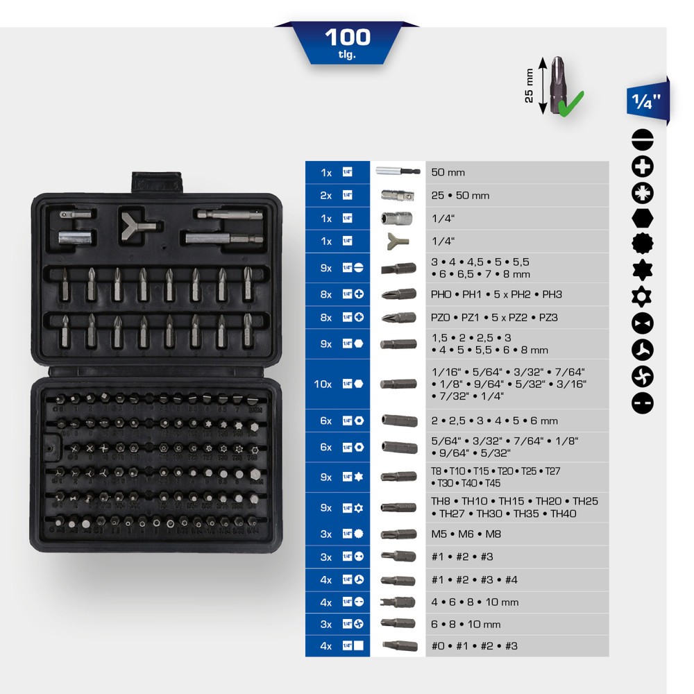 Produktabbildung Nr. 10: BRILLIANT TOOLS Bit-Satz, 100-tlg