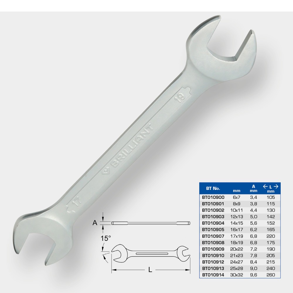 Produktabbildung Nr. 7: BRILLIANT TOOLS Doppel-Maulschlüssel, 16 x 17 mm
