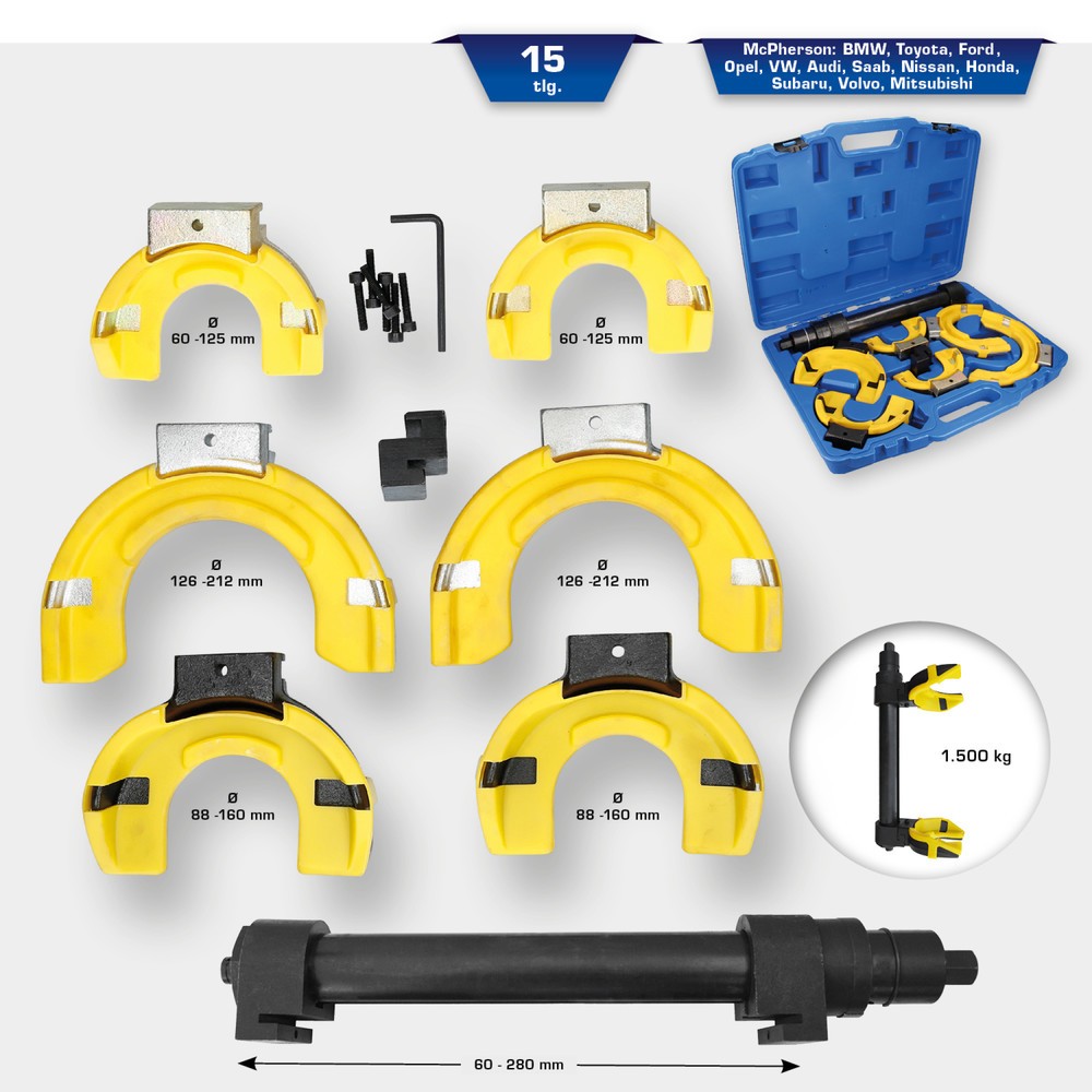 Produktabbildung Nr. 10: BRILLIANT TOOLS Federspanner-Satz, 15-tlg, mit Kunststoff-Schutzeinlagen