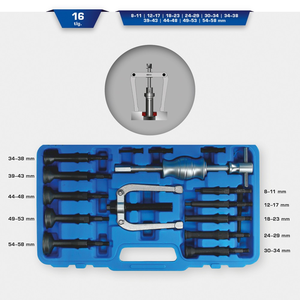 Produktabbildung Nr. 9: BRILLIANT TOOLS Grundloch-Innenlager-Abzieher-Satz, 16-tlg