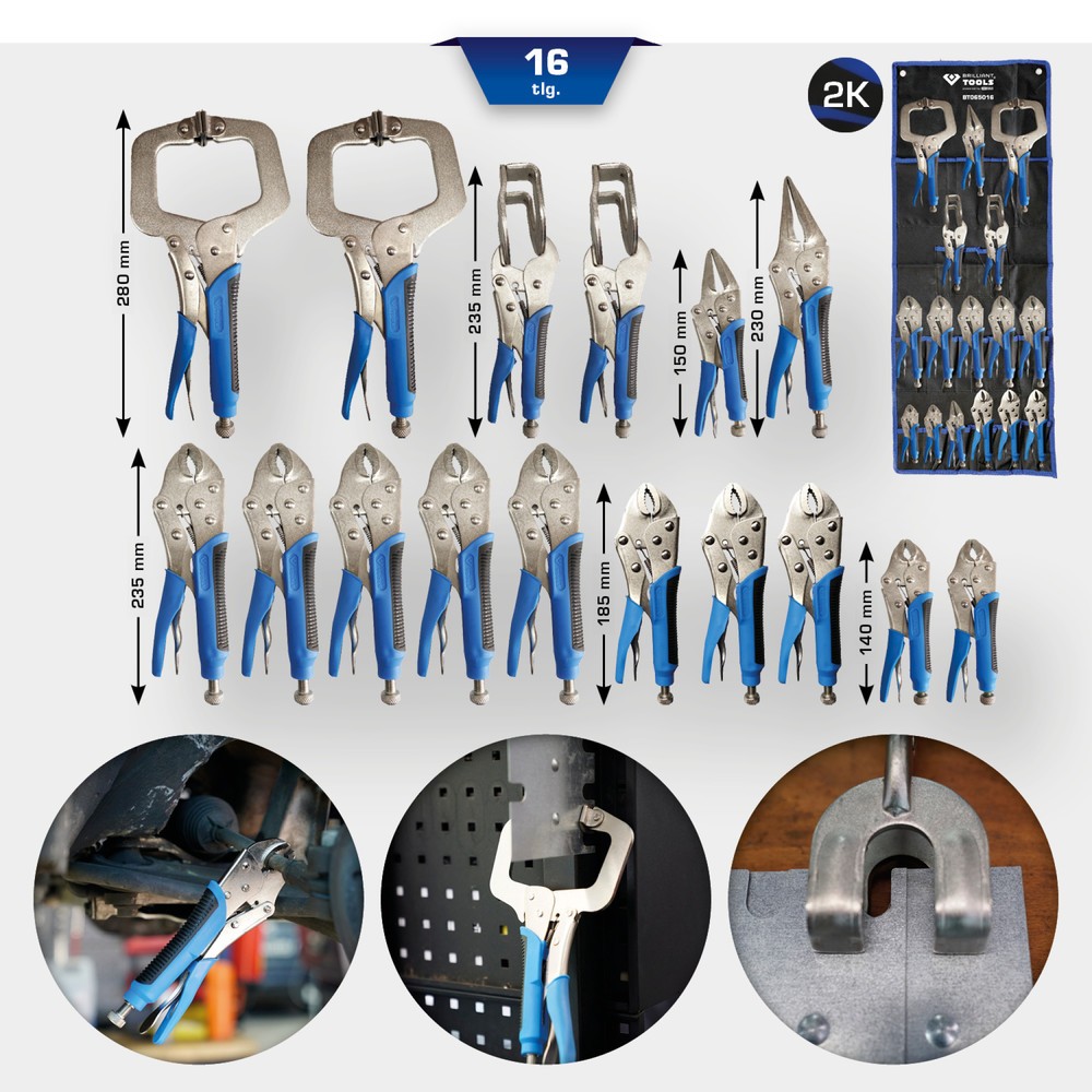 Produktabbildung Nr. 5: BRILLIANT TOOLS Karosserie-Gripzangen-Satz, 16-tlg