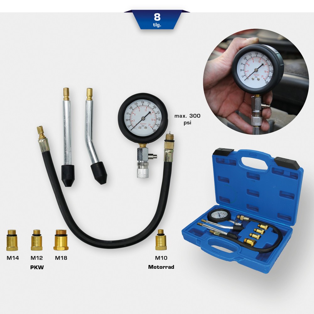 Produktabbildung Nr. 12: BRILLIANT TOOLS Kompressionstester-Satz für Benzin Motoren, 8-tlg