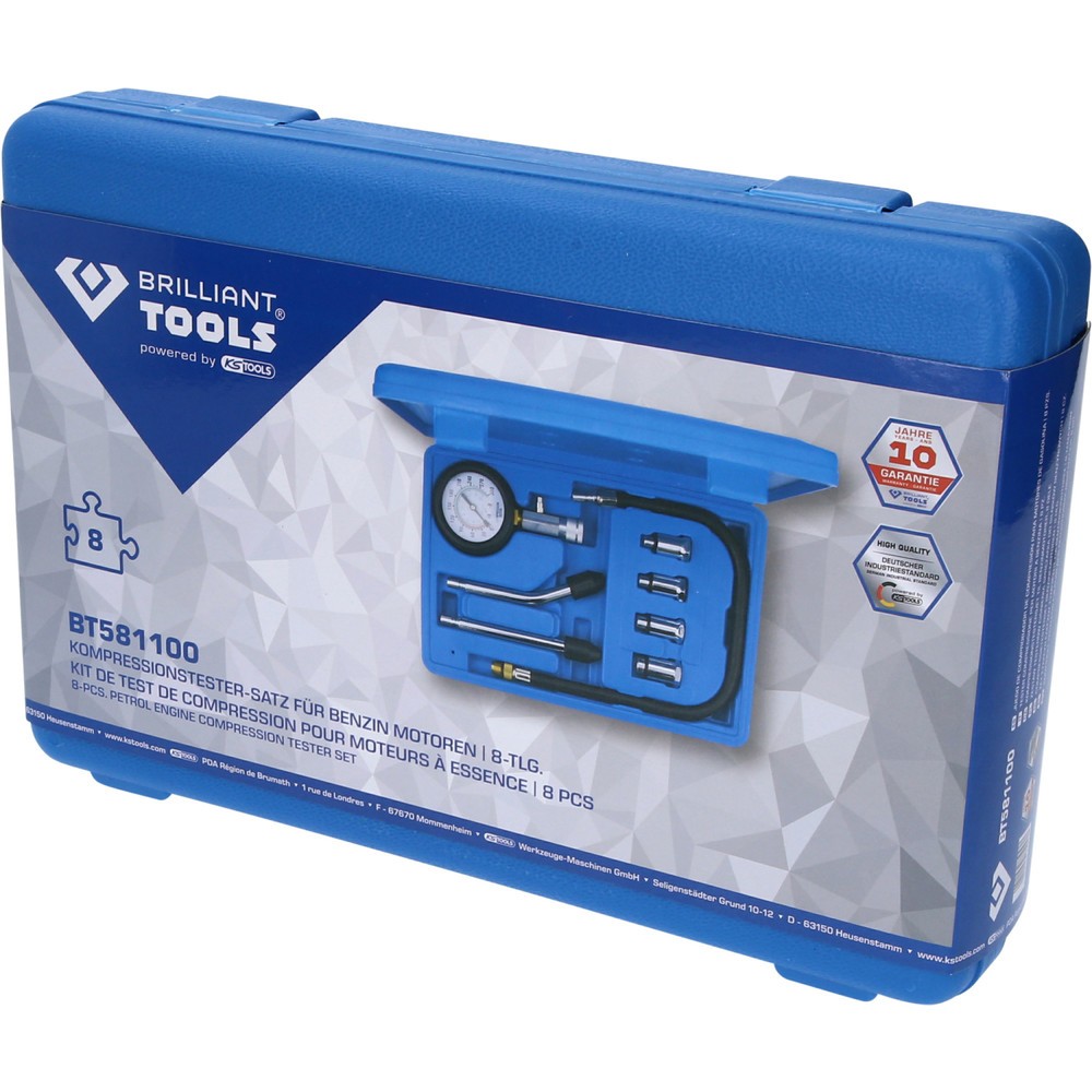 Produktabbildung Nr. 5: BRILLIANT TOOLS Kompressionstester-Satz für Benzin Motoren, 8-tlg