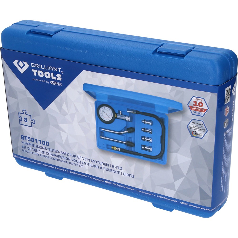 Produktabbildung Nr. 7: BRILLIANT TOOLS Kompressionstester-Satz für Benzin Motoren, 8-tlg