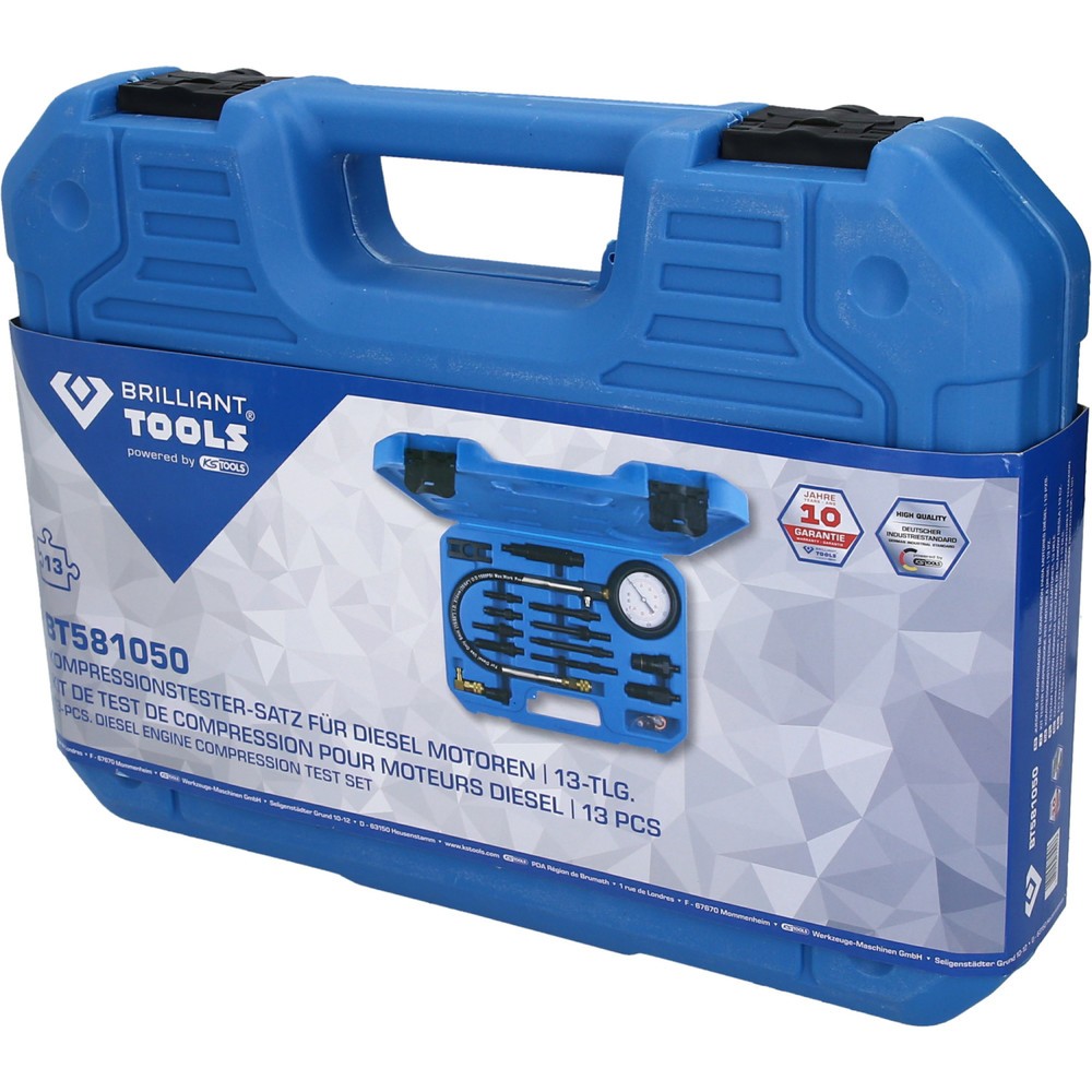 Produktabbildung Nr. 5: BRILLIANT TOOLS Kompressionstester-Satz für Diesel Motoren, 15-tlg