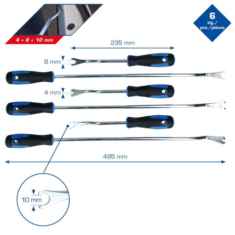 Produktabbildung Nr. 2: BRILLIANT TOOLS Lösewerkzeug-Satz für Verkleidungsclips, 6-tlg