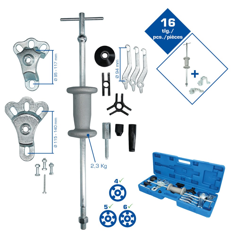 Produktabbildung Nr. 13: BRILLIANT TOOLS Radnaben-Abzieher mit Gleithammer, geschmiedet, 16-tlg