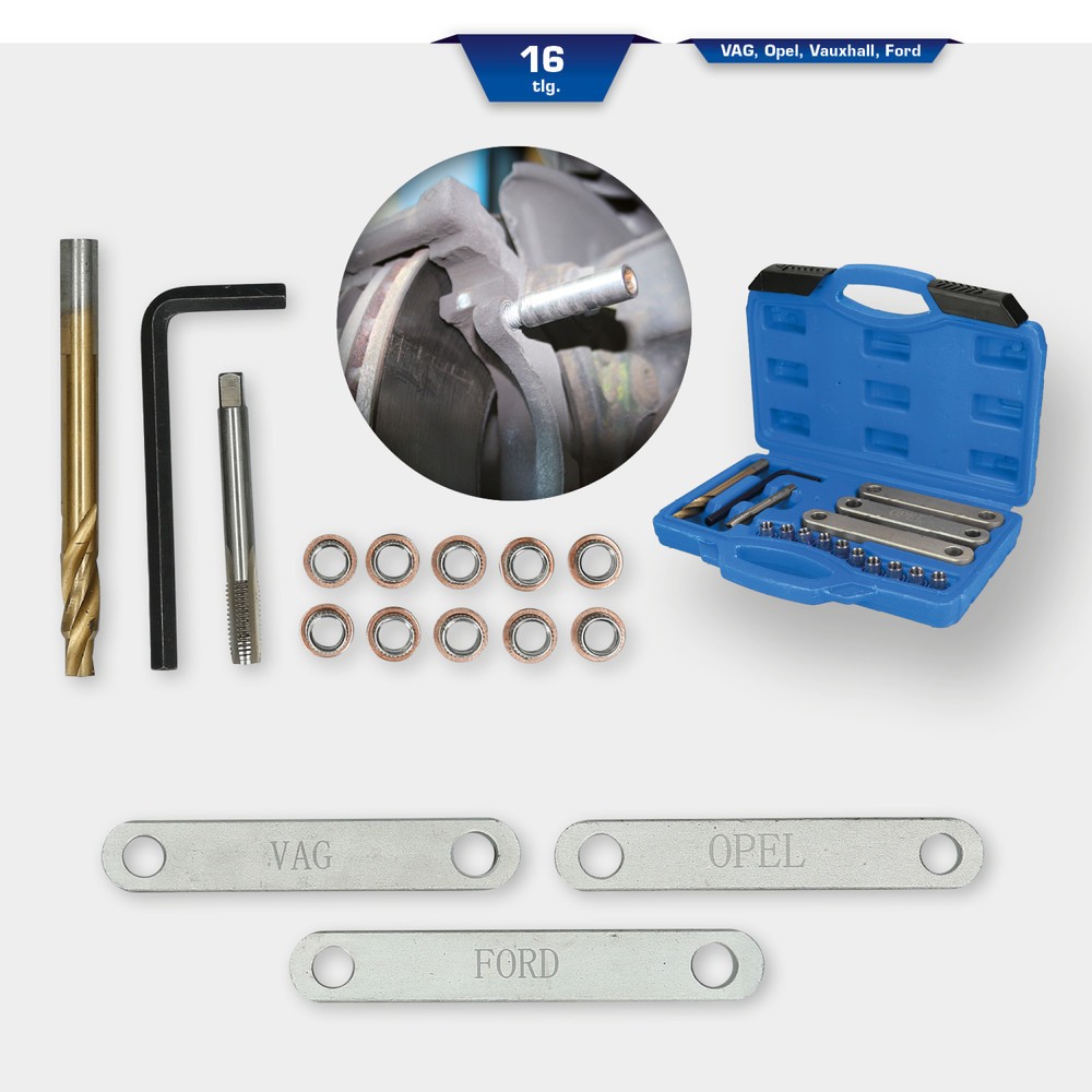Produktabbildung Nr. 10: BRILLIANT TOOLS Reparatursatz für Bremsgewinde, M9 x 1,25, 16-tlg