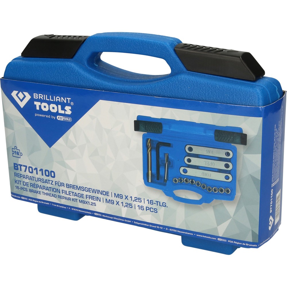 Produktabbildung Nr. 5: BRILLIANT TOOLS Reparatursatz für Bremsgewinde, M9 x 1,25, 16-tlg
