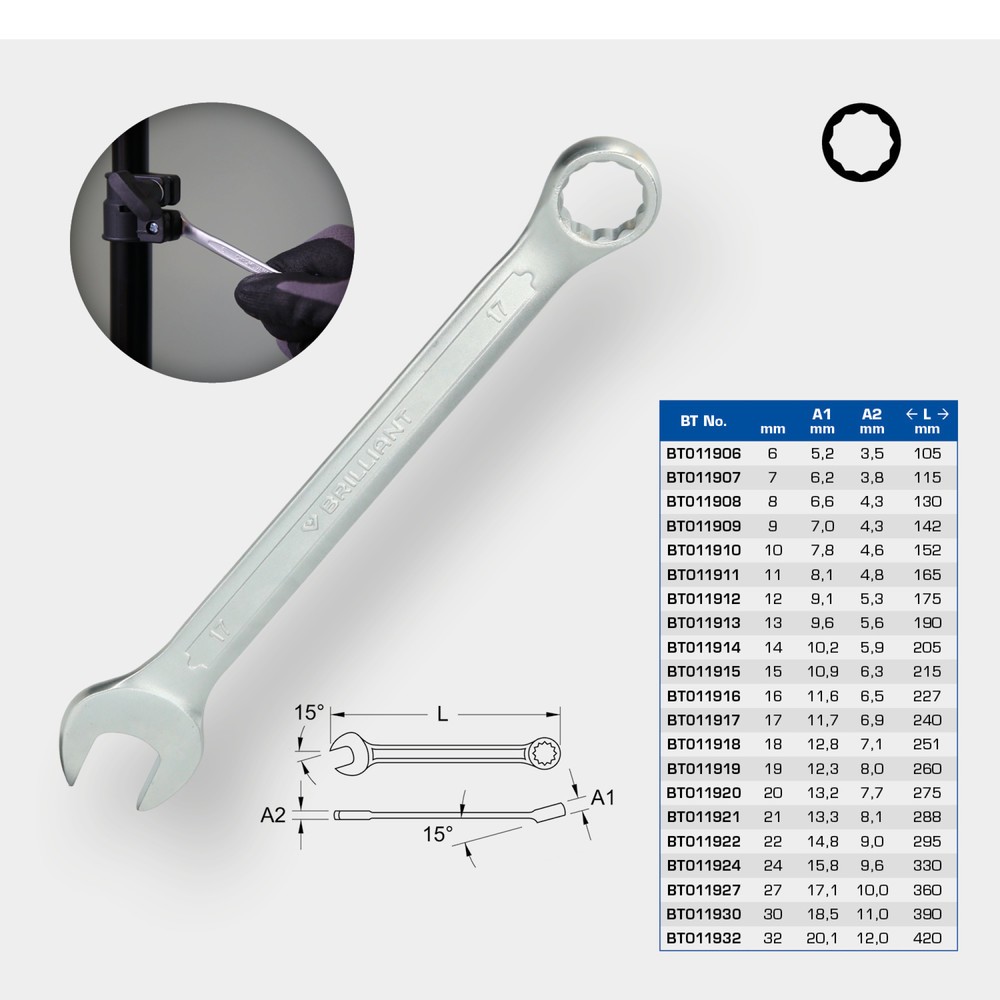 Produktabbildung Nr. 9: BRILLIANT TOOLS Ring-Maulschlüssel, 10 mm