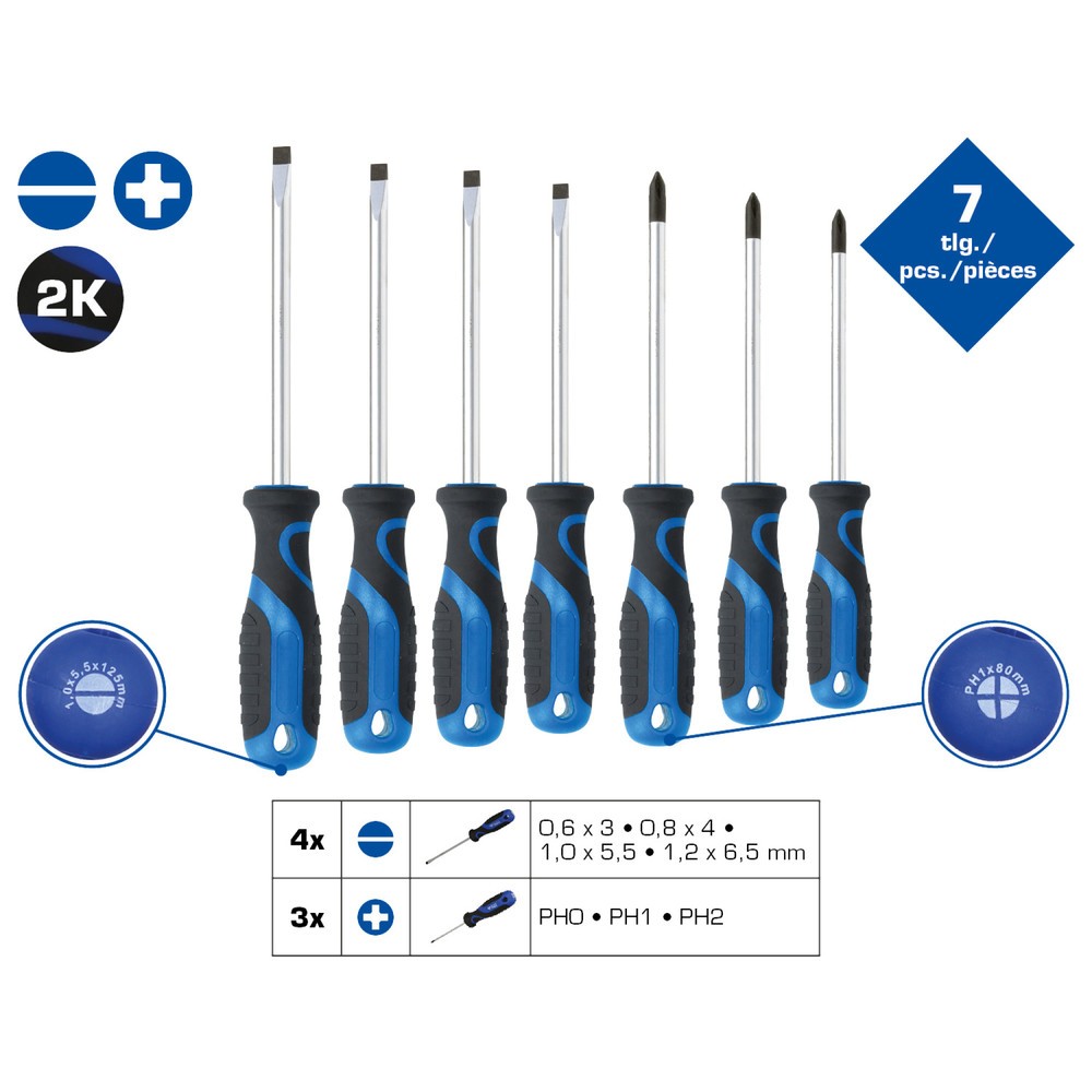 Produktabbildung Nr. 2: BRILLIANT TOOLS Schraubendreher-Satz, 7-tlg, Schlitz, PH