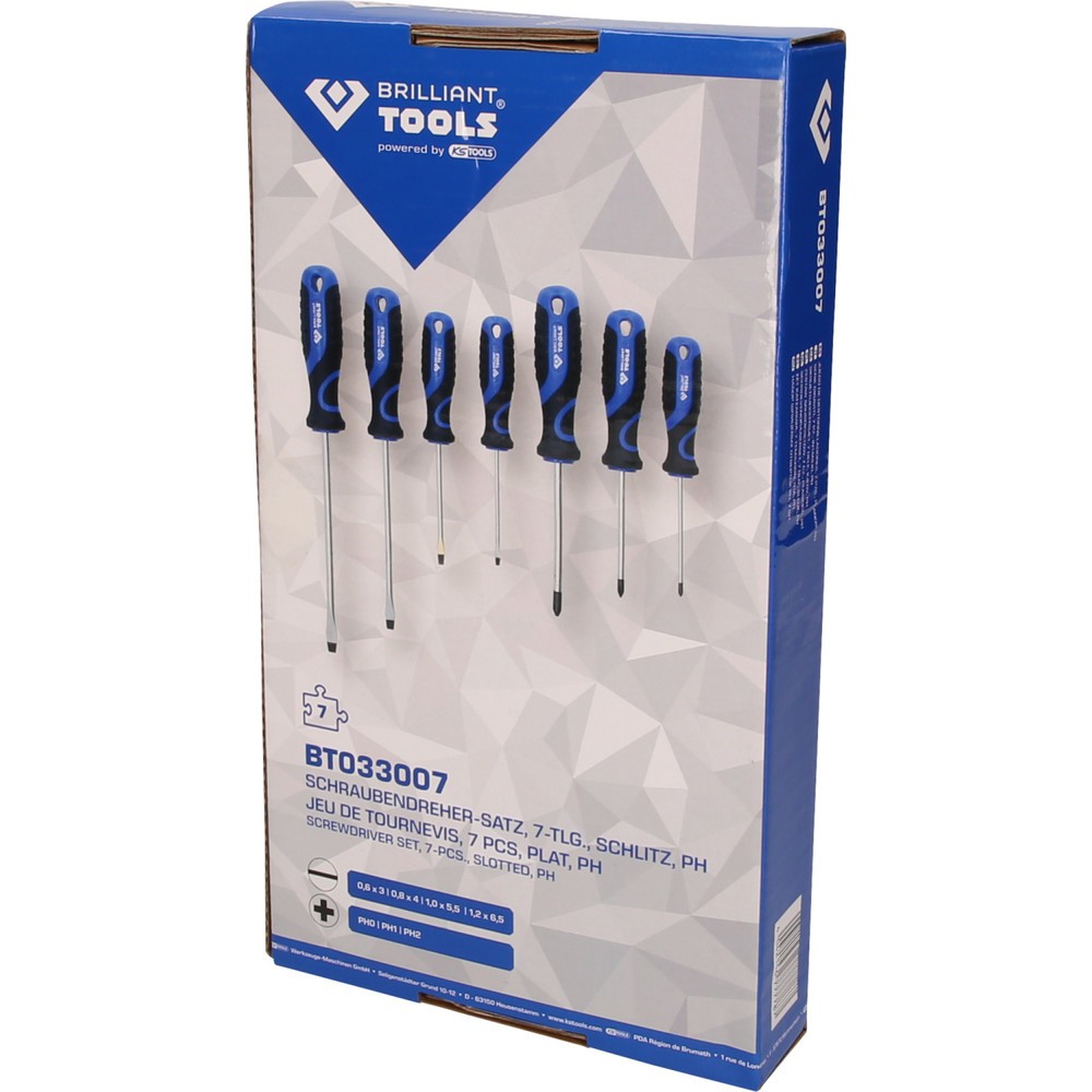Produktabbildung Nr. 10: BRILLIANT TOOLS Schraubendreher-Satz, 7-tlg, Schlitz, PH