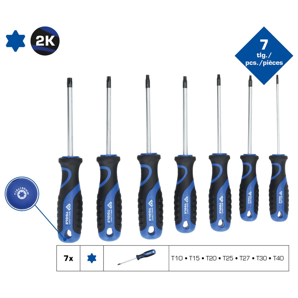 Produktabbildung Nr. 2: BRILLIANT TOOLS Schraubendreher-Satz, 7-tlg, Torx-Profil