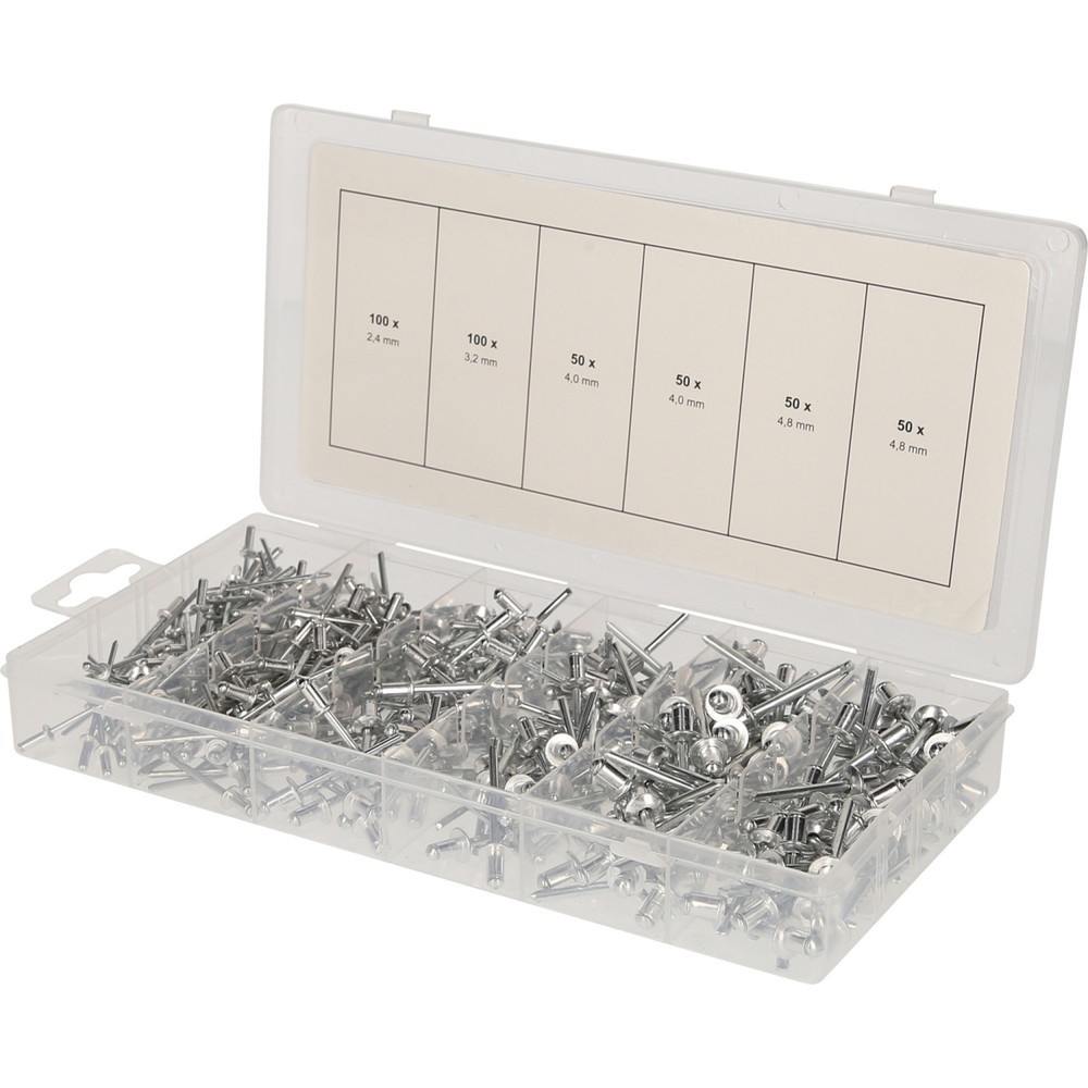 Produktabbildung: BRILLIANT TOOLS Sortiment Blindnieten, 400-tlg, 2, 4 - 3, 2 - 4 - 4, 8 mm